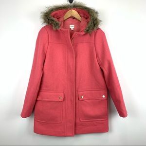 J. Crew Wool Blend Coat Vail Parka Pink Size 6